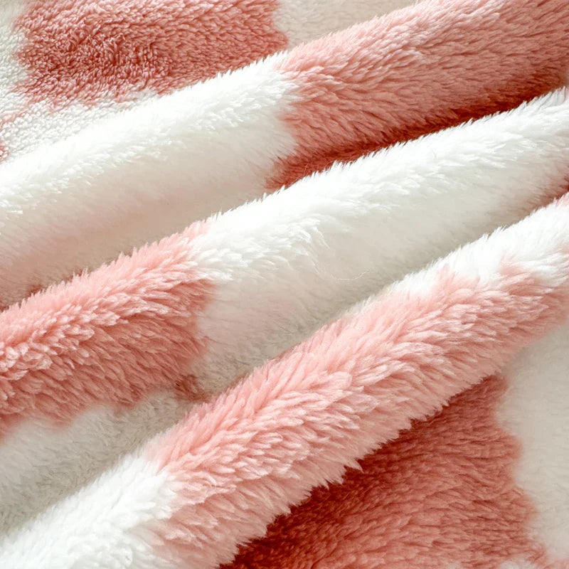 1 Piece Pink White Flannel Panda Fleece Soft And Comfortable Blanket Nap Blanket Suitable For Sofa Bed Sofa Office Suitable