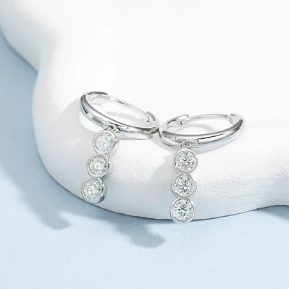 New In Real 0.6CT 3mm Full Moissanite Diamond Drop Earrings for Women S925 Silver Long Tassel Dangle Earring Fine Jewelry