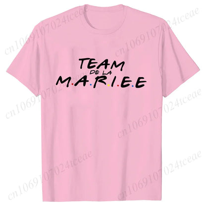 Friends Bachelorette EVJF Party T-shirt French Girls Single Farewell Tops Team Bride Bridesmaid Tees Bridal Shower Wedding Shirt
