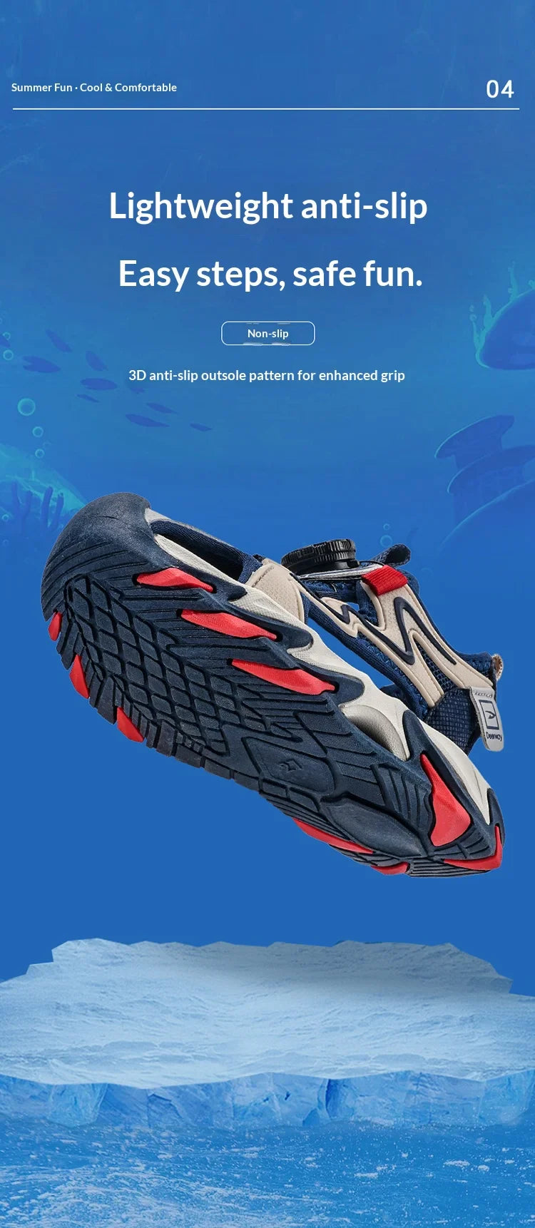 A pair of children's closed-toe sandals with quick-lock closure non-slip thick sole for daily and outdoor use DEH-D2508