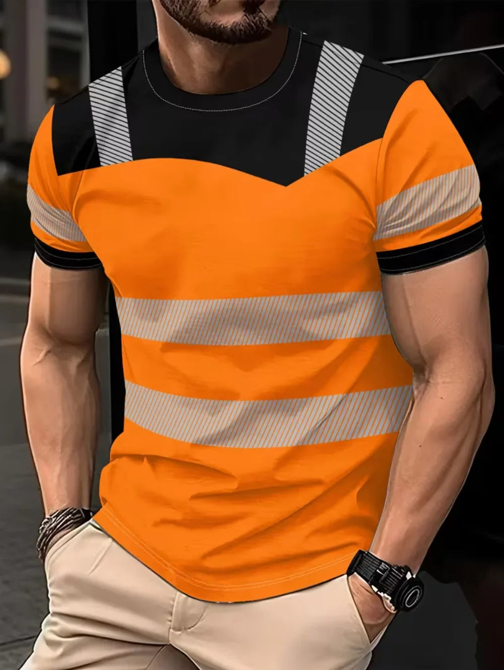 Men's 3D Printed New Secure Logo Color Blocking Design Short-Sleeved T-Shir Fashion Summer Daily Casual Work Wear Men's T-Shirts