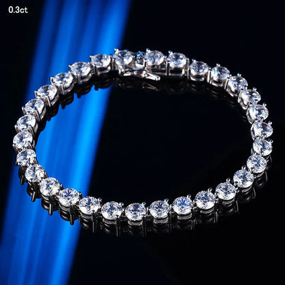 3 Claw 2.5/3mm Full D Color Moissanite Diamond Tennis Bracelet Hidden Buckle for Women Man 925 Silver Link Chain Bracelets