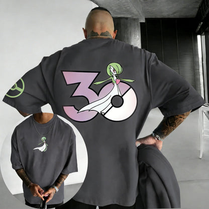 30th Anniversary Gardevoir Printed T-shirt Summer Men's and Women's Loose Casual Hip Hop Trendy Short Sleeve Top