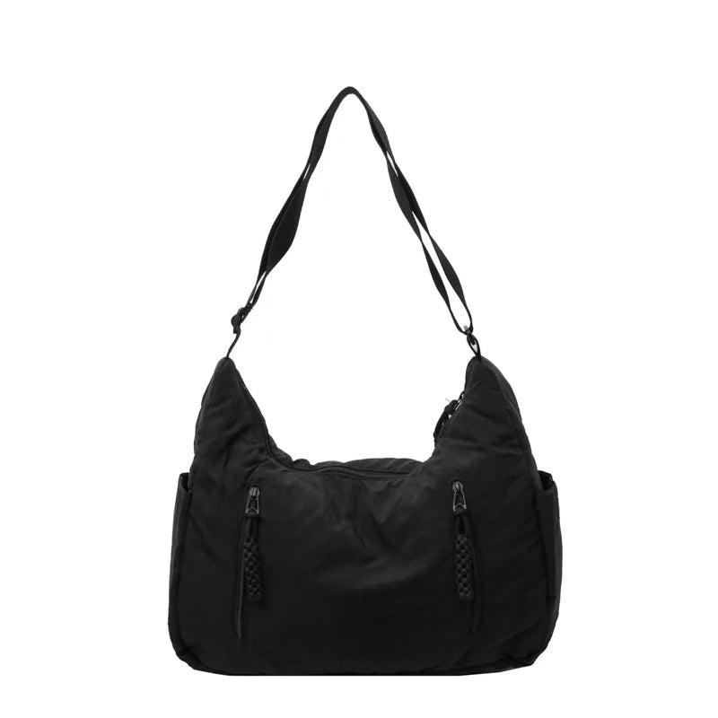 Summer Women Solid Color Shoulder Bag Fashion Lightweight Versatile Travel Crossbody Bag Commuter Nylon Large Capacity Hobo Bag