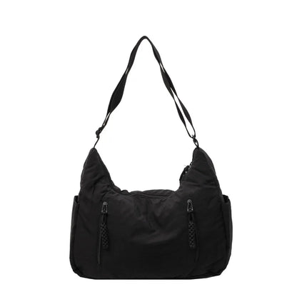 Summer Women Solid Color Shoulder Bag Fashion Lightweight Versatile Travel Crossbody Bag Commuter Nylon Large Capacity Hobo Bag
