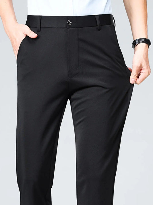 2-Pack Men's Loose-Fit Versatile Casual Dress Pants, Featuring Stylish Embroidery, Suitable for Daily Wear, Office & Outings