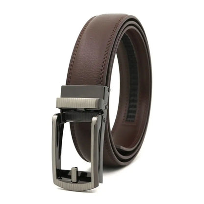 Men's Click Belt Automatic Buckle 110cm 120cm 130cm Comfort Leather Ratchet Dress with Slide Buckle Adjustable Trim