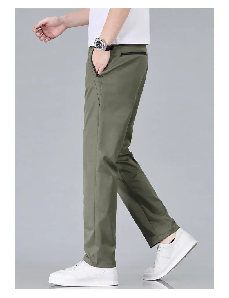Fashion New in Men's Casual Pants Straight Slim Thin Korean Breathable Comfortable Brand Male Clothing Summer Trousers
