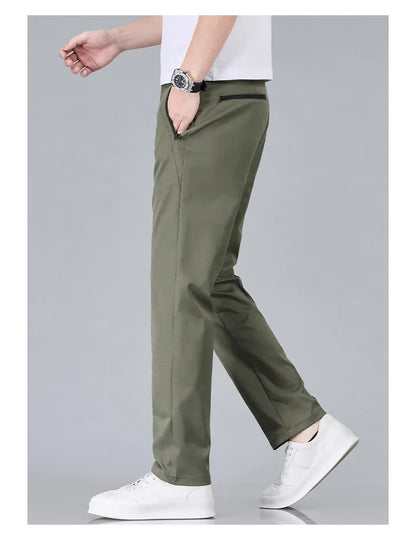 Fashion New in Men's Casual Pants Straight Slim Thin Korean Breathable Comfortable Brand Male Clothing Summer Trousers