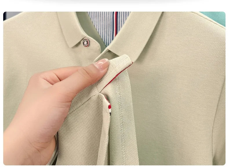 100% cotton short sleeve polo shirt comfortable lightweight high-end brand fashionable simple summer men's casual lapel T-shirt