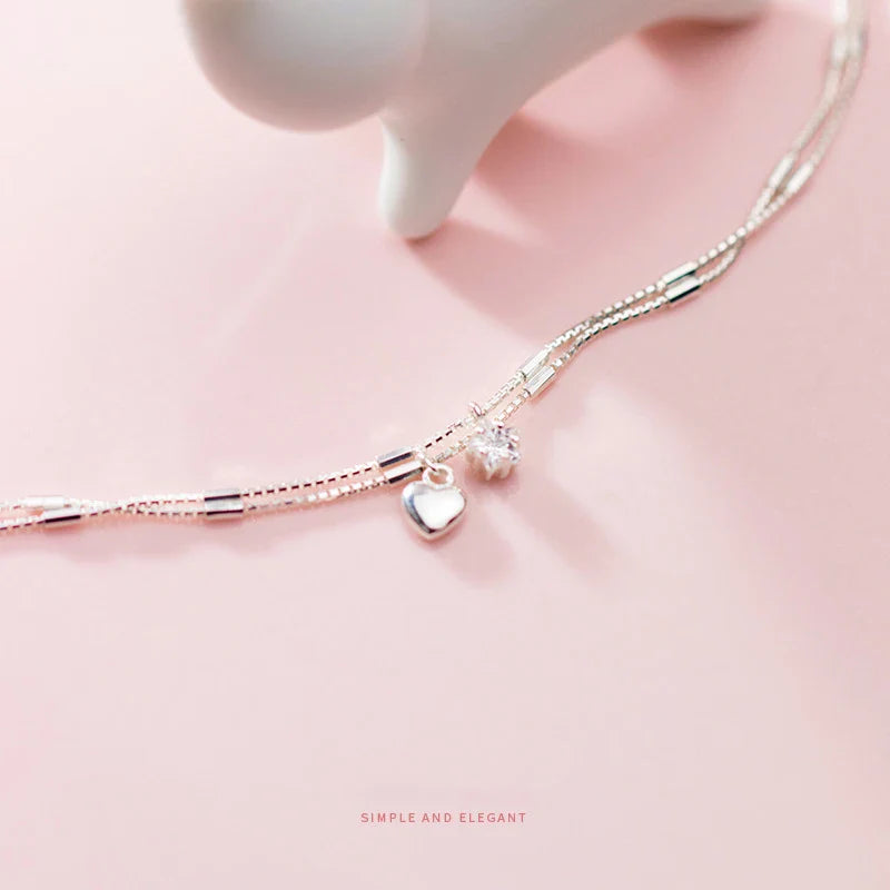 Fashion Shiny CZ Stars Love Hearts Sterling Silver 925 Bracelet for Women Luxury Wedding Engagement Fine Jewelry Gift