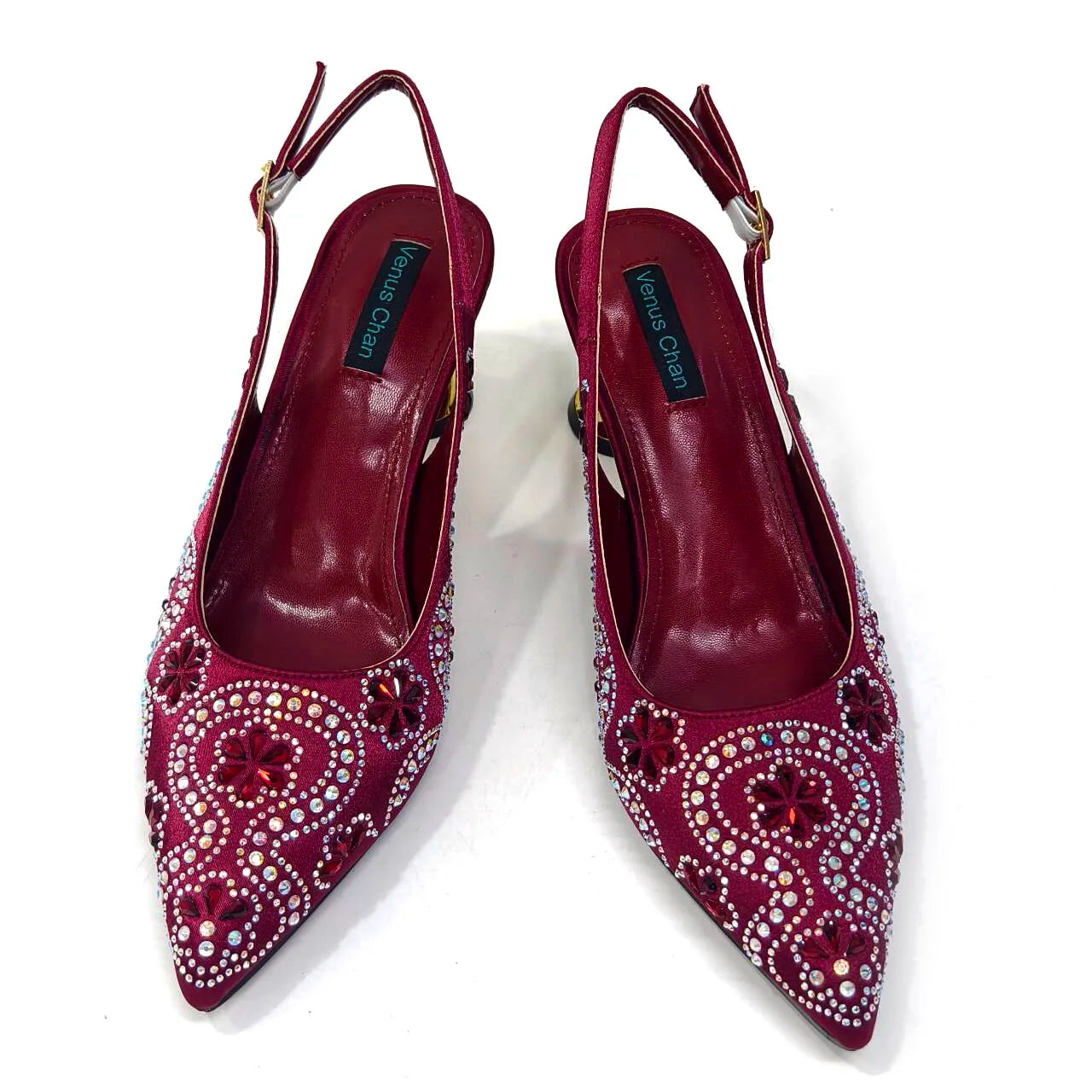 Elegant Rhinestone Pointed-Toe Pumps With Matching Bag Set Large Capacity Bag for Women's Party High Heels