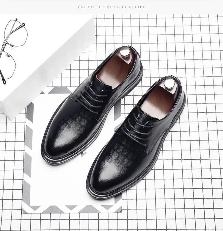 Novos Sapatos Masculinos de Negócios Primavera Outono Sapatos Masculinos de Couro Formais Tênis Masculinos Casuais da Moda Social Elegante Tendência Solado Reto