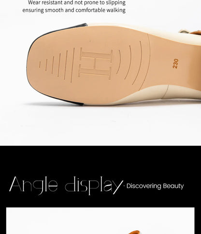 Women's High Heels New High Quality Sheep Leather Women's Shoes Simple Beige Mary Jane Shoes Comfortable