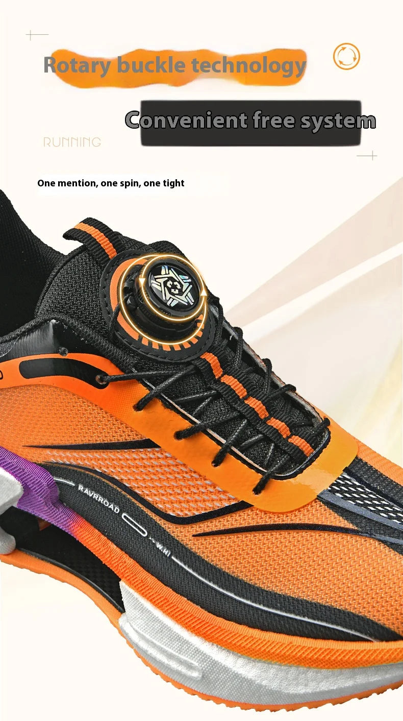 Family carbon plate running shoes for Boys Big Boys Student rotating button Technology TPU+ Popcorn high pop sneakers for girls