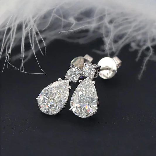 19cttw Waterdrop Full Moissanite Drop Earrings for Women 925 Sterling Silver Pear Cut Lab Diamond Stud Earrings with Certificate
