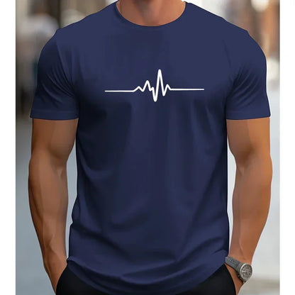 2025 Men's 100% Cotton Summer Loose Size Creative Graphic Printed Slim Fit Casual Sports Round Neck Short Sleeved T-shirt Top