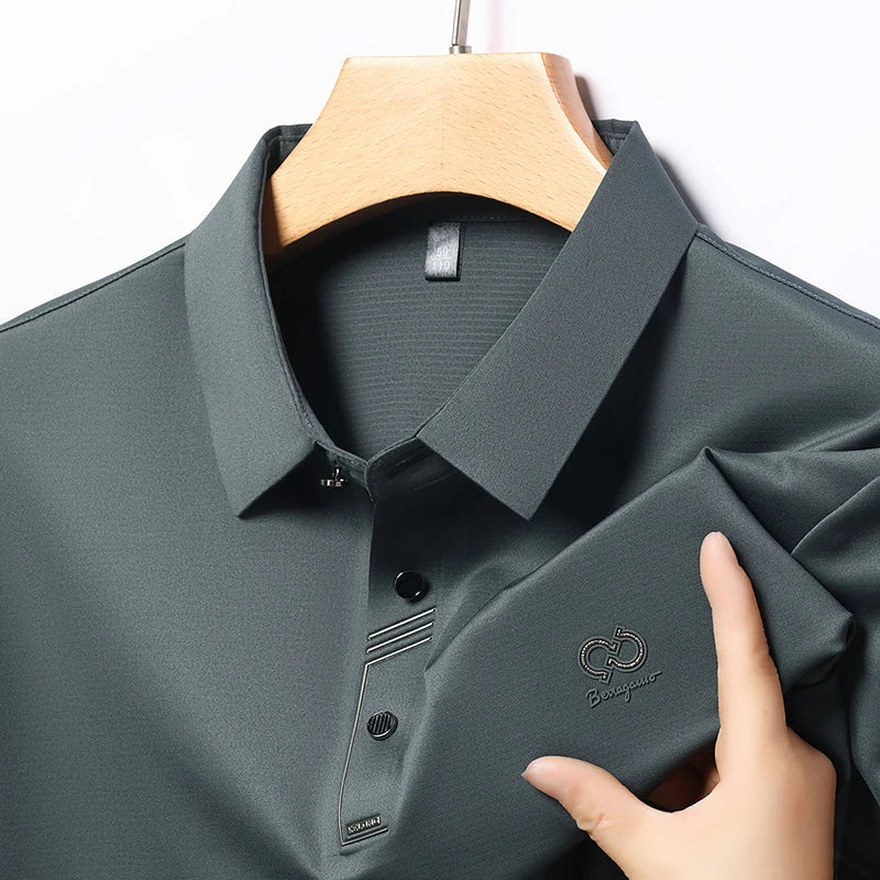 Luxury Brand Men's Polo Shirt Lapel T-Shirt Summer New Cool Letter Embroid Short Sleeve High End Casual Office Business Menswear