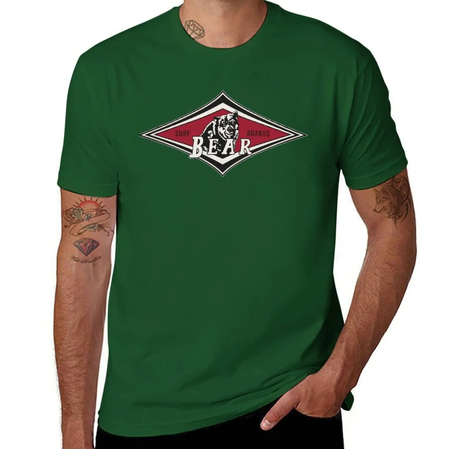 New Vintage Surfing Bear Big Wednesday cult Surfboard surf logo diamond retro T shirt T-Shirt T-Shirt