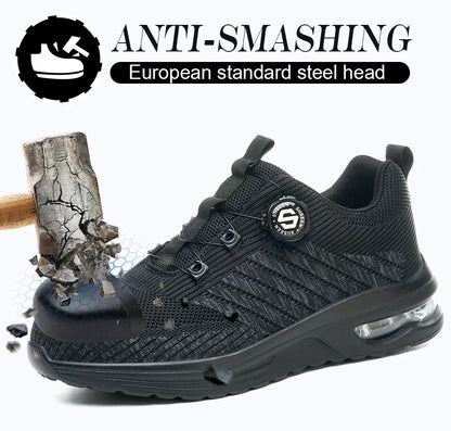 New Men's Rotary Buckle Safety Shoes Anti-Impact Anti-Piercing Lightweight Work Boots Fashion Sporty Design for Outdoor Pro