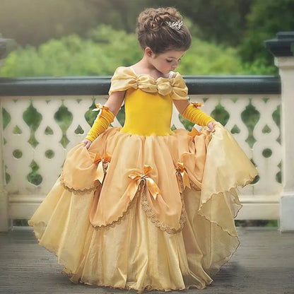 2025 Belle Costume for Girl Carnival Party Princess Dress Children Deluxe Beauty Ball Gown Kids Anna Belle Cosplay Elegant Dress