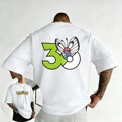 30th Anniversary Butterfree Printed T-shirt Summer Men's and Women's Loose Casual Hip Hop Trendy Short Sleeve Top