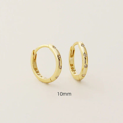 925 Sterling Silver Fashion Simple Piercing Ear Closure Statement Stacked Ear Hoop Earrings for Women Huggies Jewelry