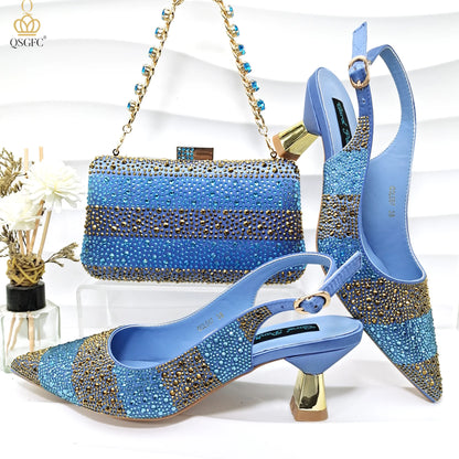 Ladies High Quality Women's Pumps Black Gold Shoes and Bag Set DURABLE OUTSOLE Italian Fashion Design For Nigeria Wedding