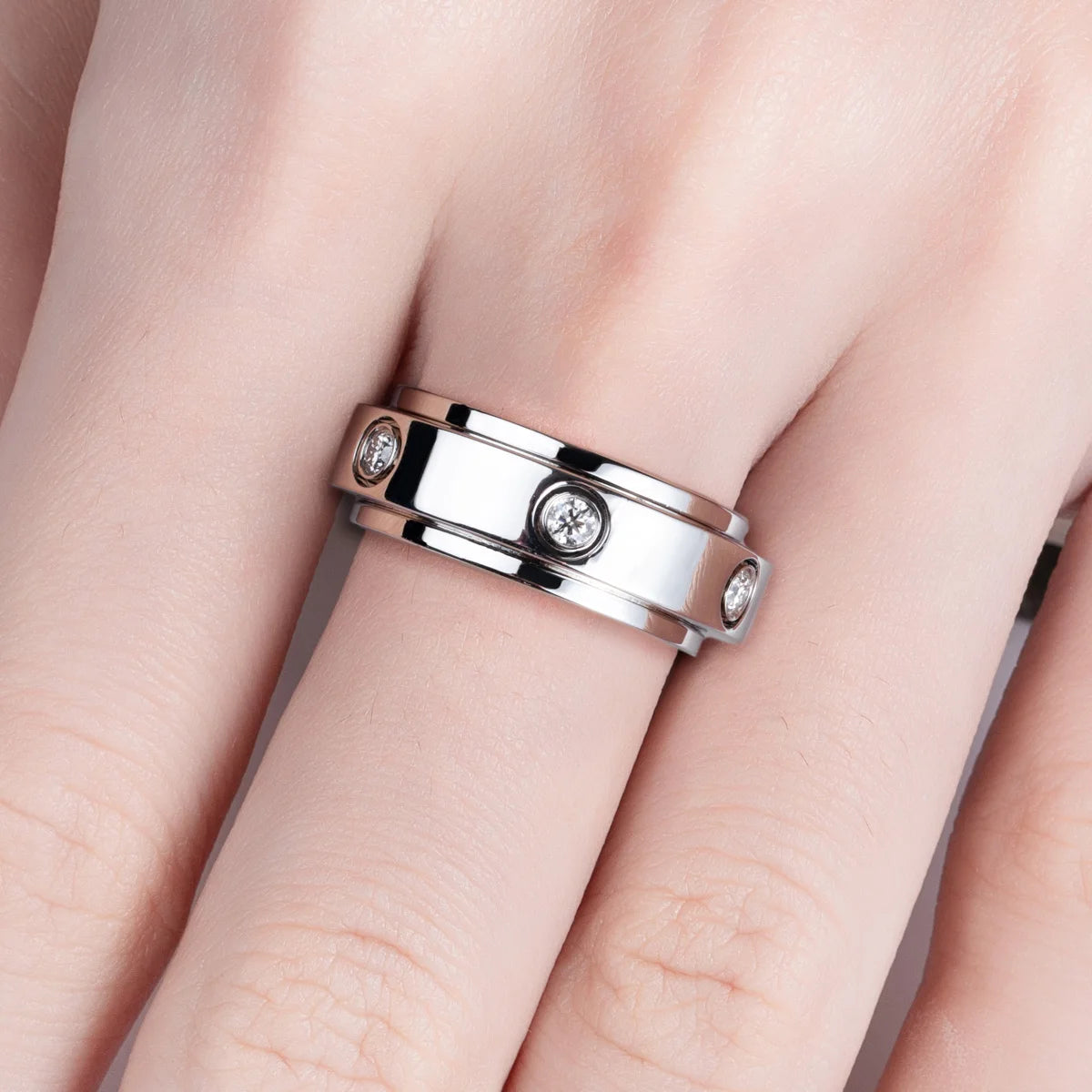 Moissanite Spinner Rings 14k Plated 2.5mm D Color VVS1 Moissanite Wedding Band Fidget Spinners Rings Unzip Jewelry