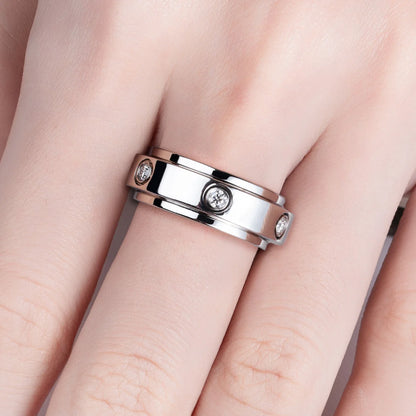 Moissanite Spinner Rings 14k Plated 2.5mm D Color VVS1 Moissanite Wedding Band Fidget Spinners Rings Unzip Jewelry