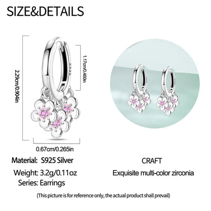 Earrings For Womens 925 Silver Color Pink Rainbow Horse Bear Bee Double Hoop Earrings Fine Engagement Anniversary Jewelry Gifts