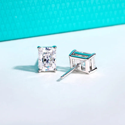 1cttw-6cttw Radiant Moissanites Earrings 925 Sterling Silver D Color VVS1 Moissanite Classic Stud Earrings for Woman