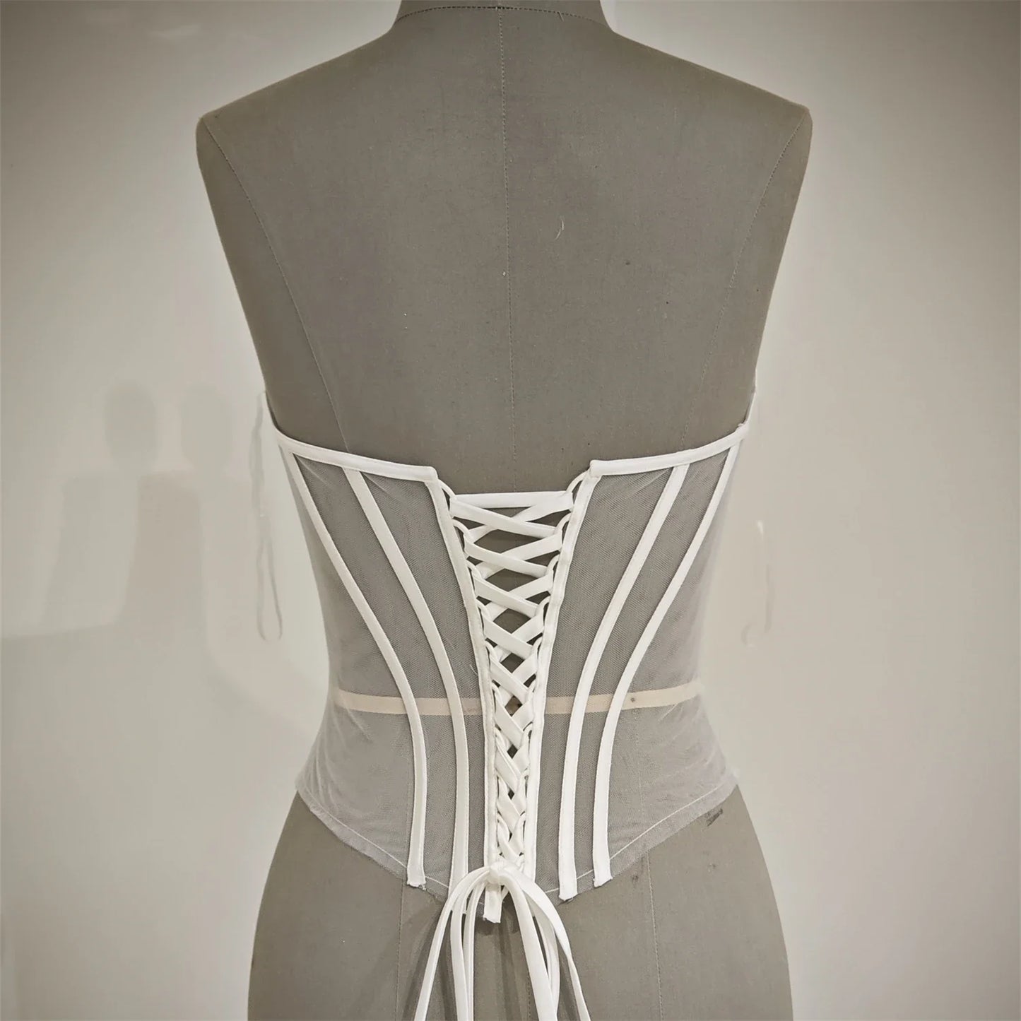Custom Made Women Sexy Illusion Corset Tulle With Bones Wedding Dress Inner Wear Grils Shapewear Body Restraint Bodice Of Bride