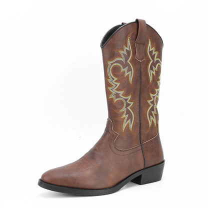 Men's High-Top Vintage Embroidered Fashion Desert Western Cowboy Boots
