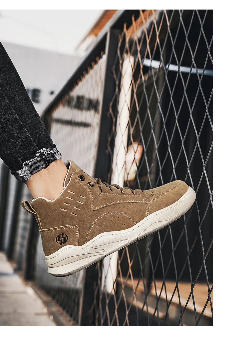 High Top Boots Men's Shoes Fashion Motorcycle Ankle Boots Shoes for Men Winter Boots Men's Sneakers Lace-Up Botas Hombre