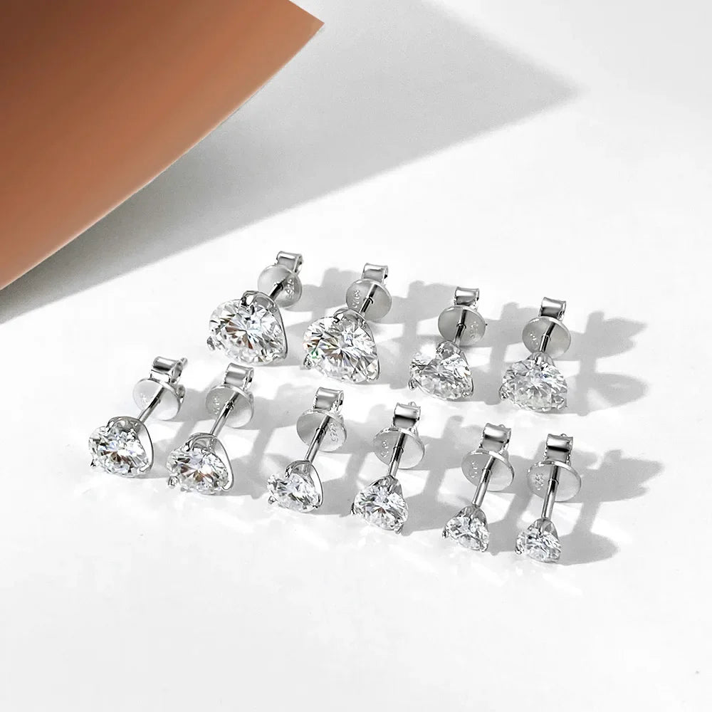 D Color 0.3-3 Carat Moissanite Diamond Stud Earrings For Women 925 Sterling Silver Sparkling Fine Jewelry