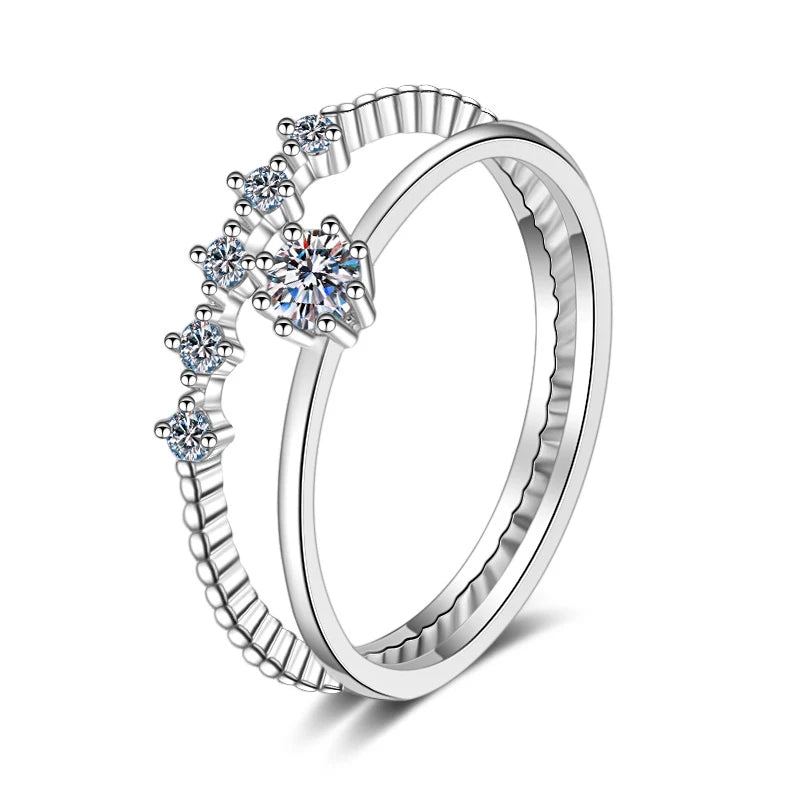 3mm Moissanite Ring Set Silver 925 Brilliant Cut 0.1 Carat Diamond Test Past D Color Moissanites Rings Original Jewelry