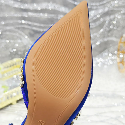 Pointed-Toe High Women Heels Shoes and Bags for Women Rhinestone Evening Party Elegant Luxury Handbag