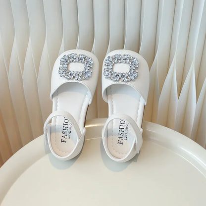 New Children's Sandals Summer Rhinestone Buckle Sandals for Girls Fashion Elegant Kids Princess Causal Wedding Flat Sandals Soft