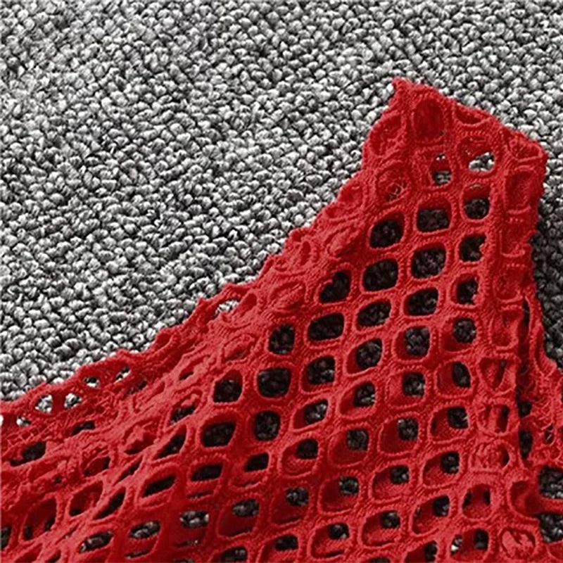 Sexy Black/Red Hollow Out Crop Top 2023 Mesh T-shirt Female Loose Fashion Summer Basic Tops For Women Fishnet Shirt