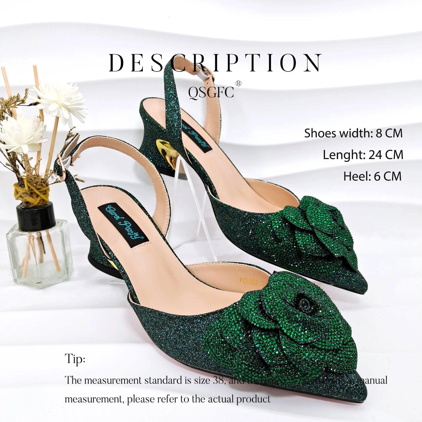 Evening Shoes And Bags Set With Full Diamond Handmade Petal Clutches Pointed Toe Mid-Heel Women Shoes
