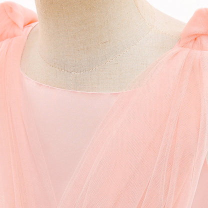 Summer Bow Bridemaid Party Girls Dresses Elegant Tulle Birthday Wedding Princess Dress for Girl New Years Prom Christmas Costume