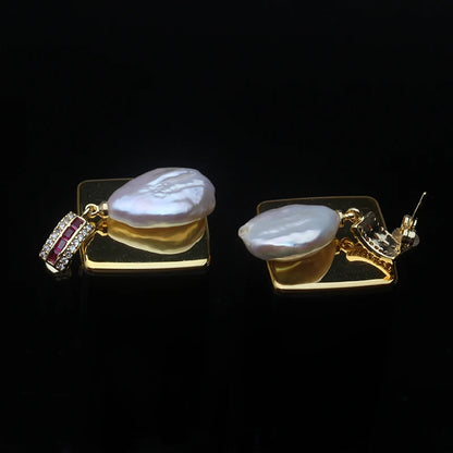 Genuine Natural Freshwater Baroque Pearl Earring Woman,White Silver 925 Pearl Earrings Jewelry Mother Wife Birthday Gift