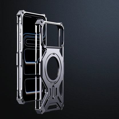Metal Hollow Heat Dissipation Case For iPhone 17 Pro Max Magnetic Aluminum Alloy 360 Rotating Ring Holder Bracket Stand Cover