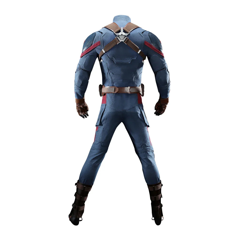 High Quality Adult Superhero Captain Steven Rogers Cosplay Costume Battle Uniform Costume  Halloween Carnival Helmet Boots