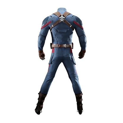 High Quality Adult Superhero Captain Steven Rogers Cosplay Costume Battle Uniform Costume  Halloween Carnival Helmet Boots