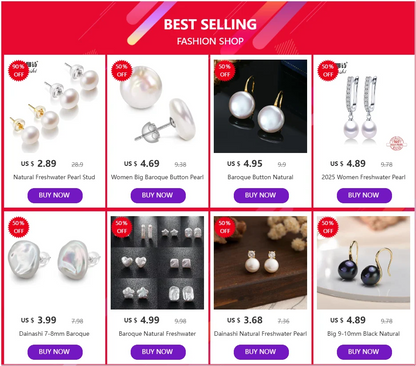 Natural Freshwater Pearl Stud Earrings Real 925 Sterling Sliver Earring Cultured White Pearl for Women Earring Jewelry Wholesale