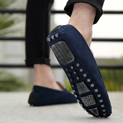 Genuine Leather Men Casual Shoes High Quality Suede Slip on Man Loafers Flats Soft Non Slip Mens Driving Shoes Size 38-46