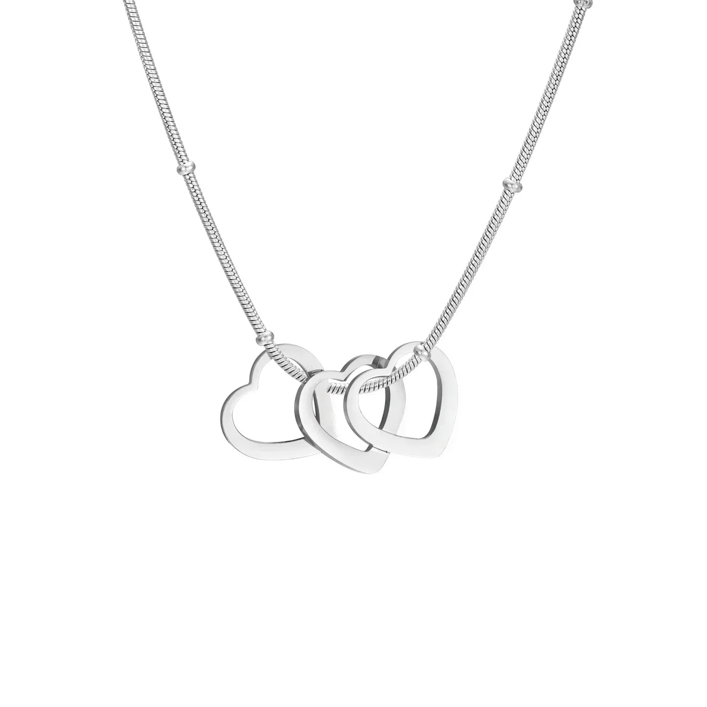 Family Name Necklace With 1-4 Hearts for Mother Custom Mother's Day and Valentine's Day Gift