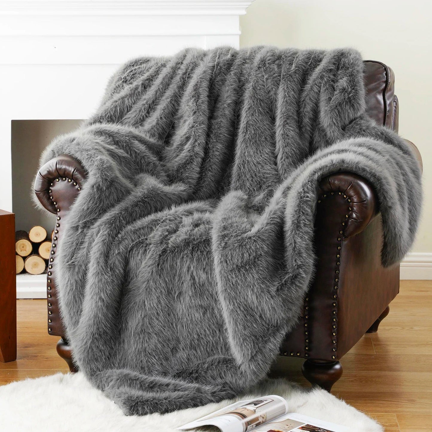 Fluffy Soft Blankets Luxury Fur blanket for Bed Sofa Mink Faux Fur Throw and Blankets Large Warm Blanket for Home Decor